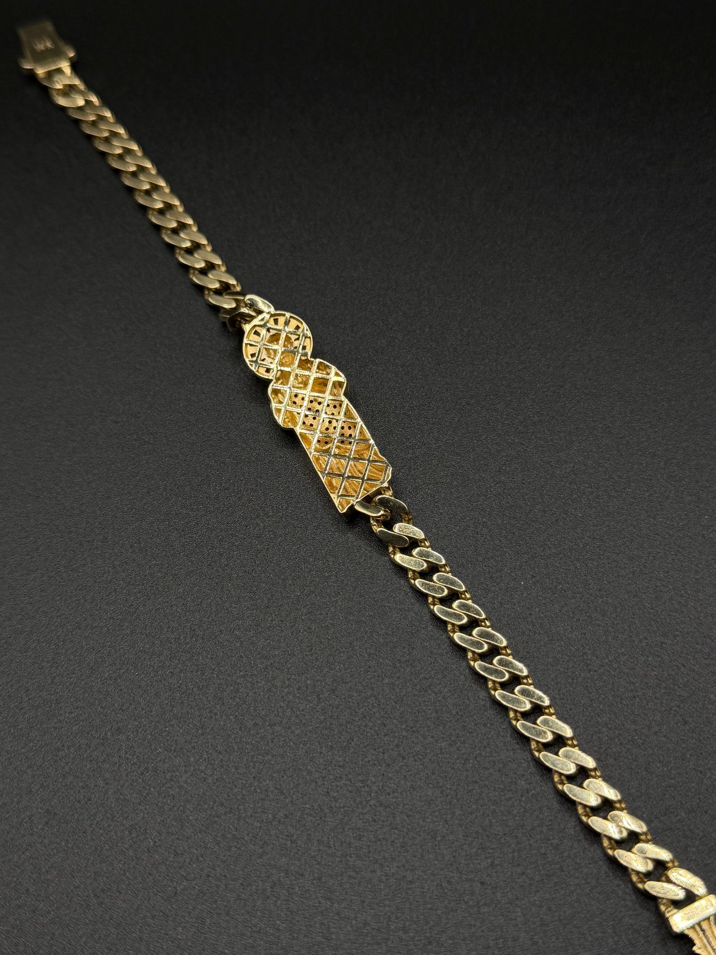 14K Gold San Judas Iced Out Monaco Bracelet