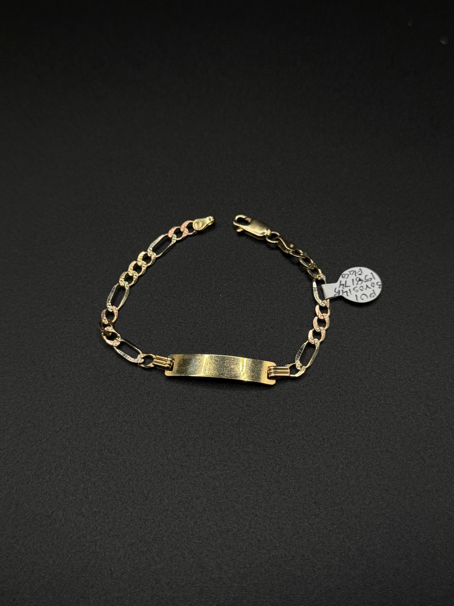 14K Gold Figaro Baby ID Bracelet