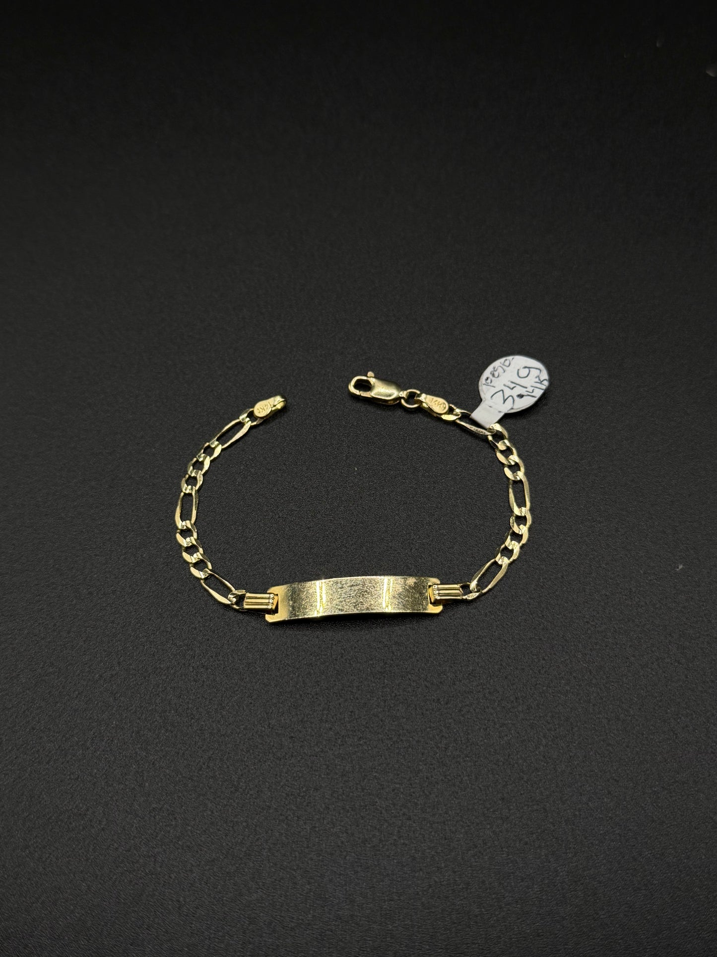 14K Gold Baby ID Figaro Bracelet