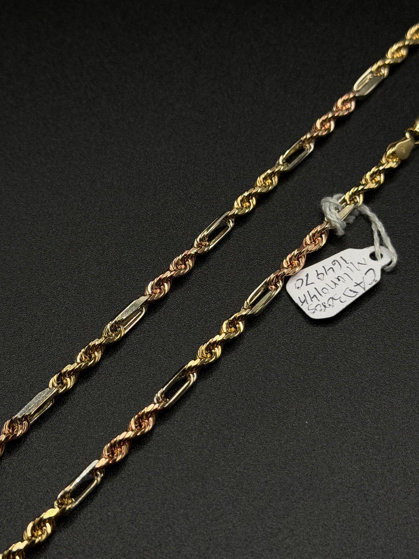 14K Gold 3 Tone Milano Chain