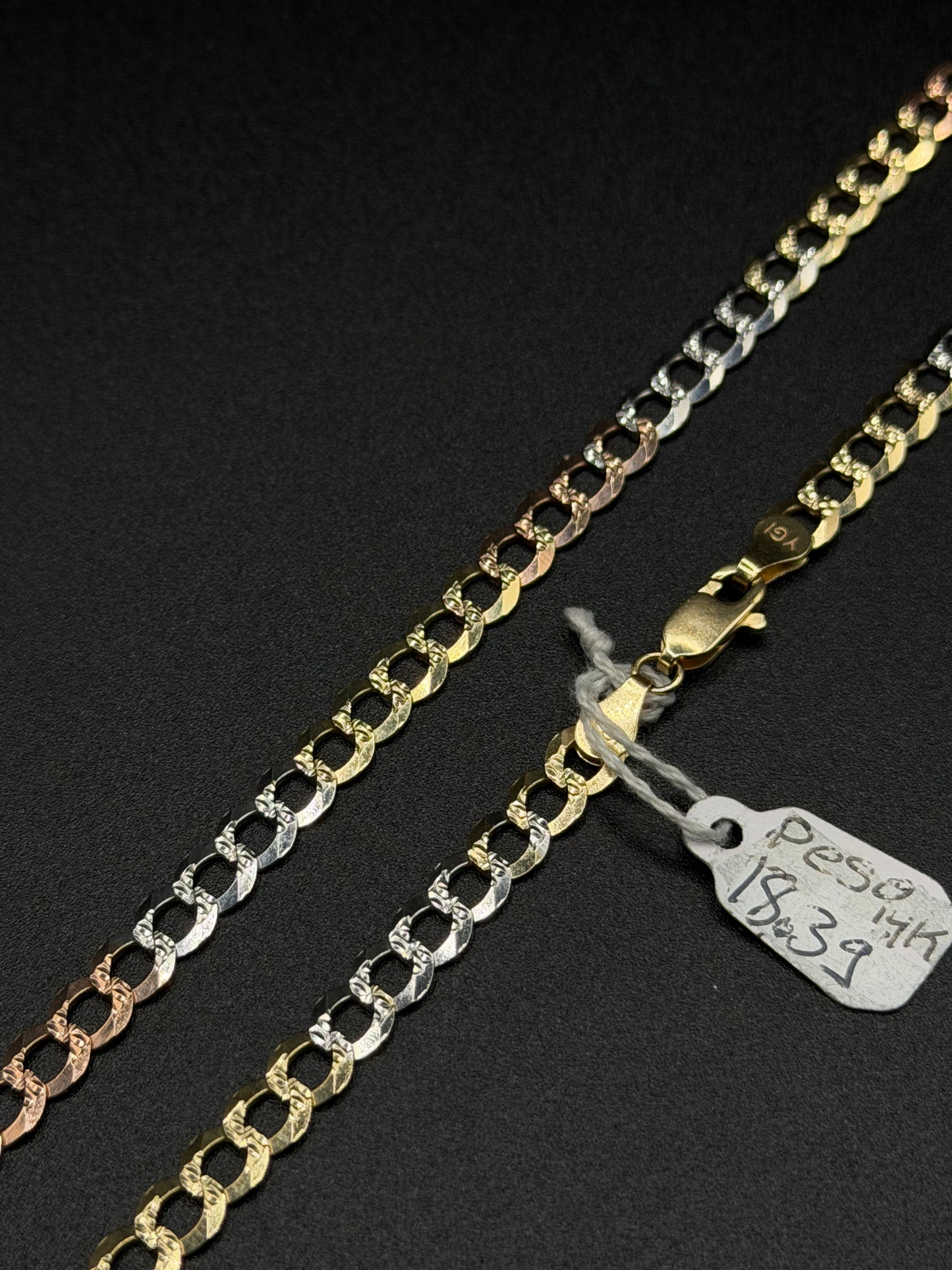 14K Gold 3 Tone Cuban Chain