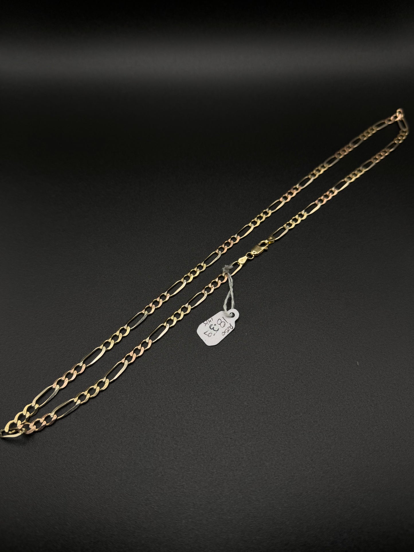 14K Gold 3 Tone Figaro Chain
