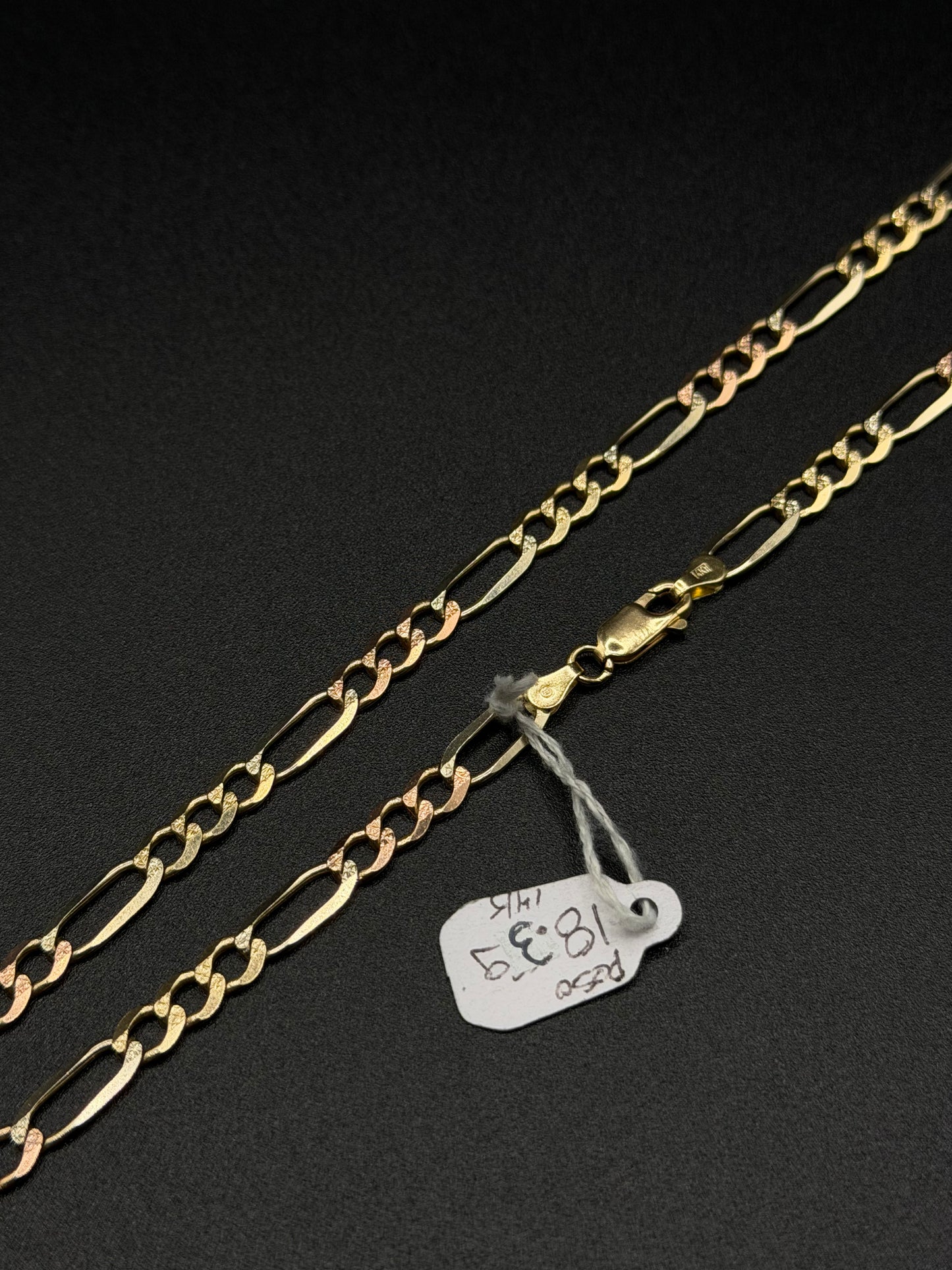 14K Gold 3 Tone Figaro Chain