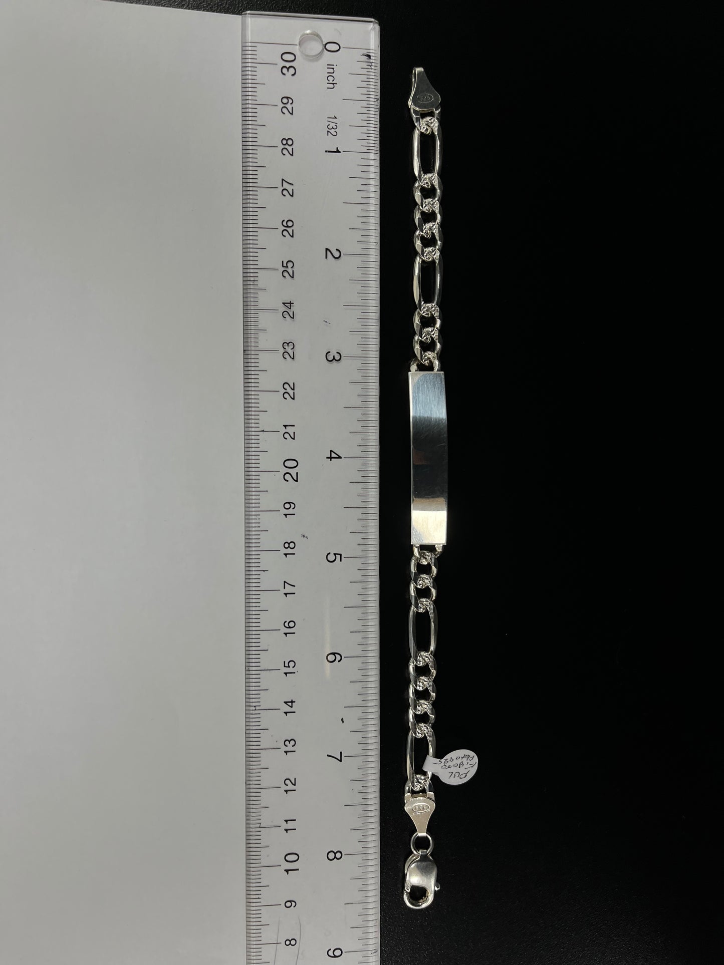 925 Silver Diamond Cut Figaro Bracelet