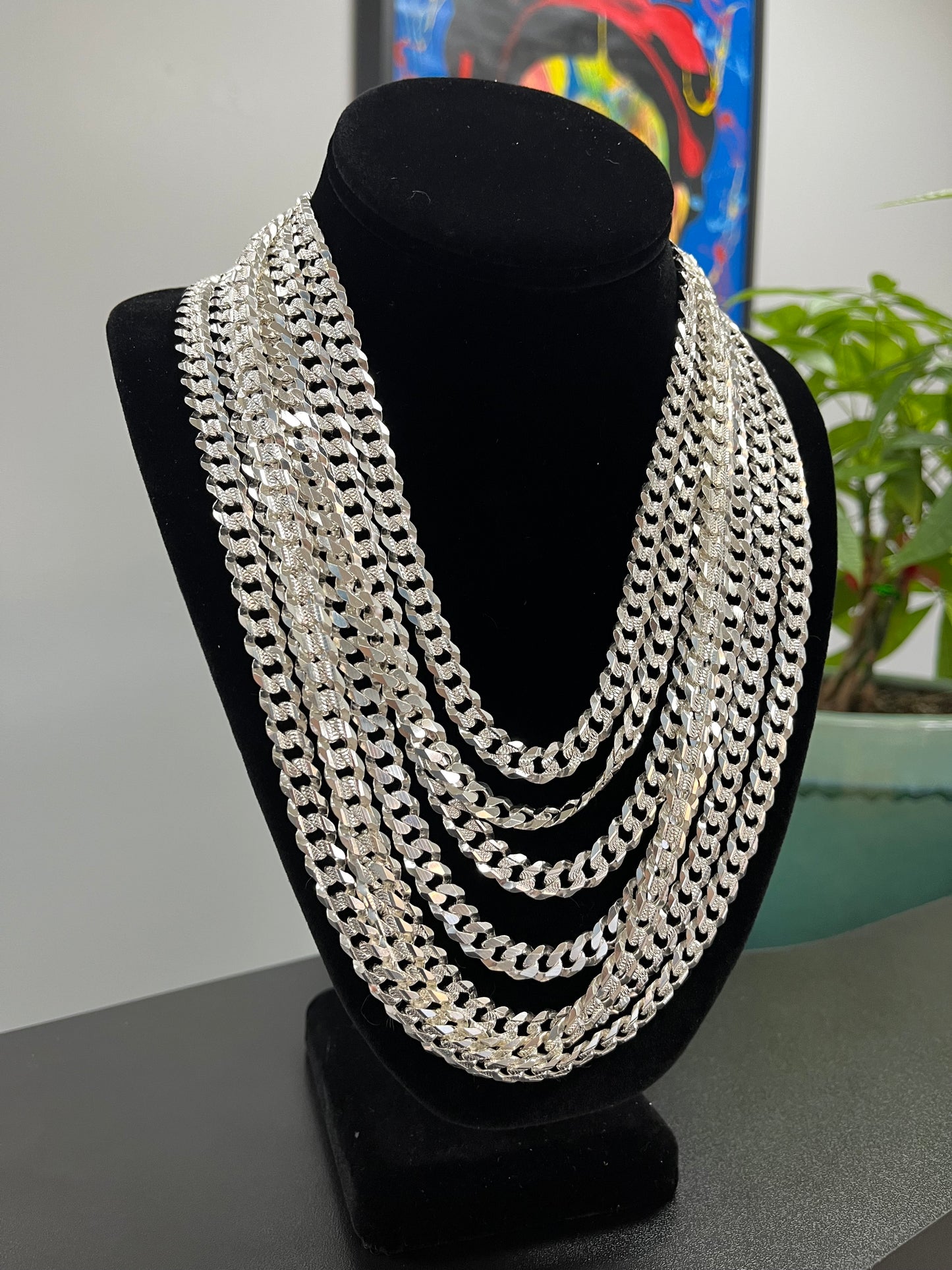 925 Silver Thick Diamond Cut Cuban Chains