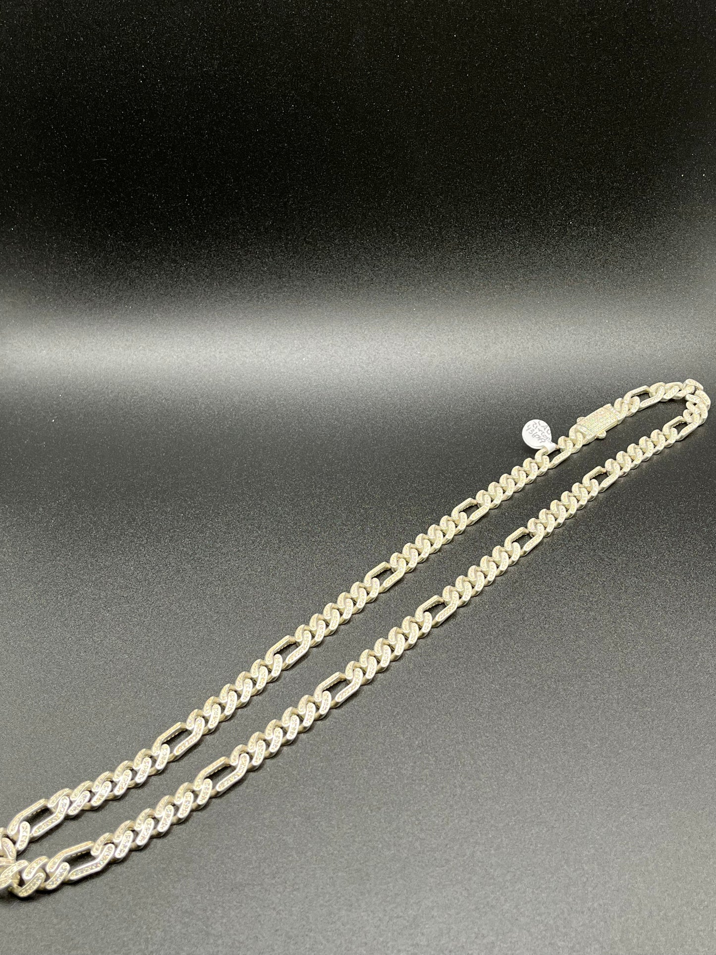 925 Silver Iced Out Figaro Chain