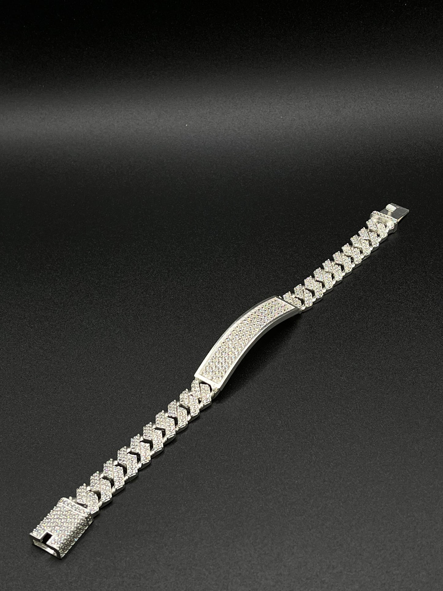 925 Silver Cubic Zirconia ID Bracelet