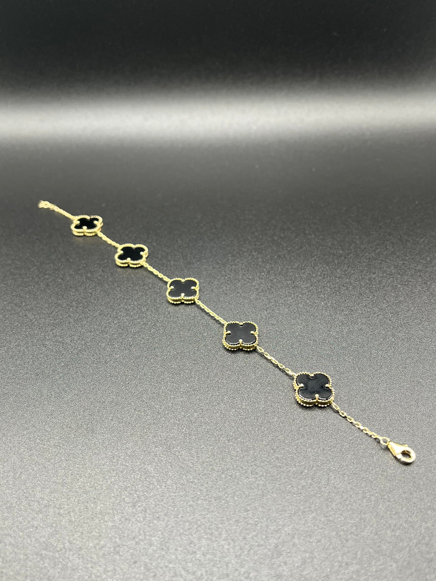 14K Gold Black Clover Bracelet