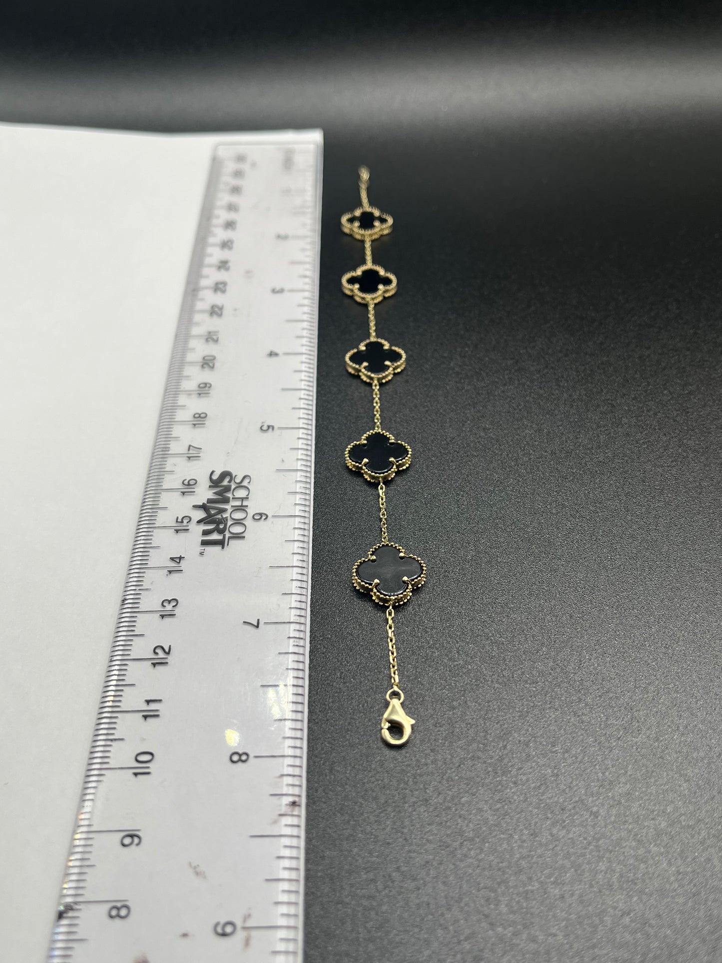 14K Gold Black Clover Bracelet
