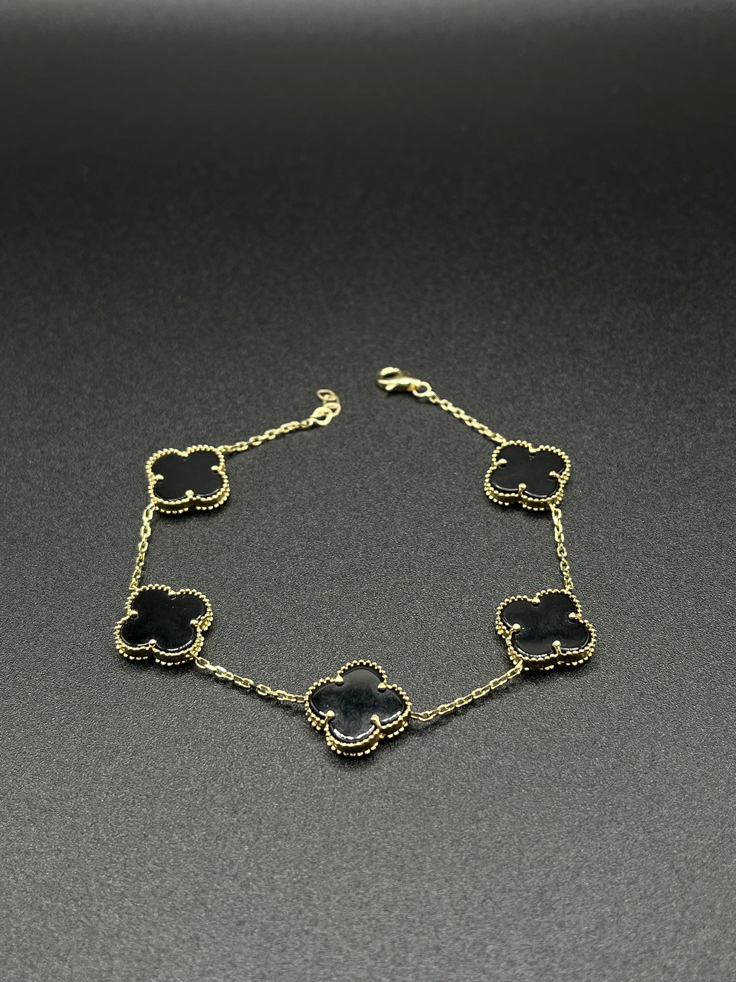 14K Gold Black Clover Bracelet