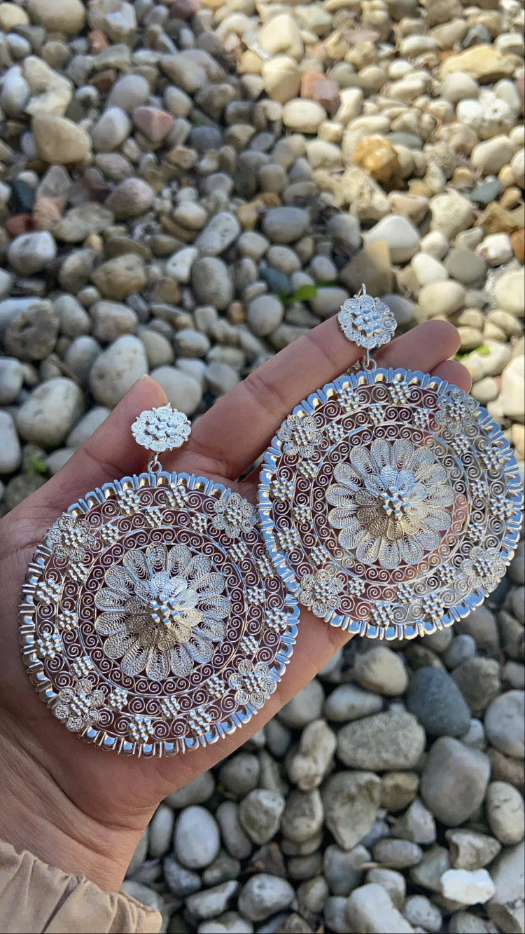 Plata 925 Arracada Jerezana, Arracada Filigrana, Arracada Mexicana, Arracada Artesanal