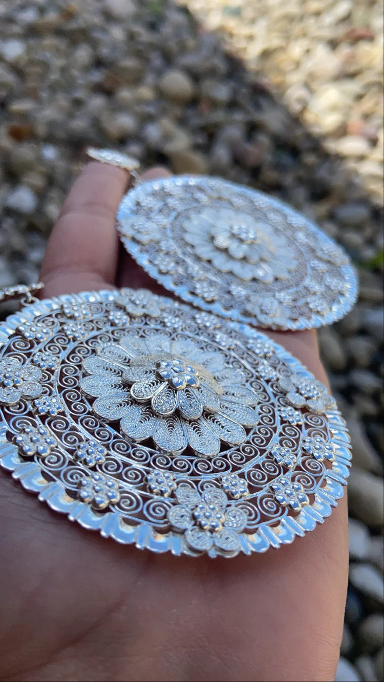 Plata 925 Arracada Jerezana, Arracada Filigrana, Arracada Mexicana, Arracada Artesanal