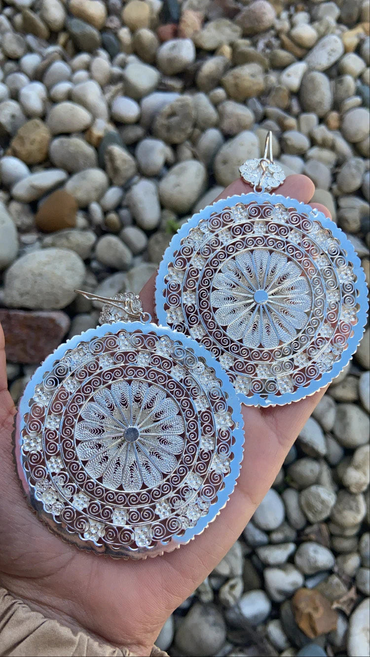 Plata 925 Arracada Jerezana, Arracada Filigrana, Arracada Mexicana, Arracada Artesanal