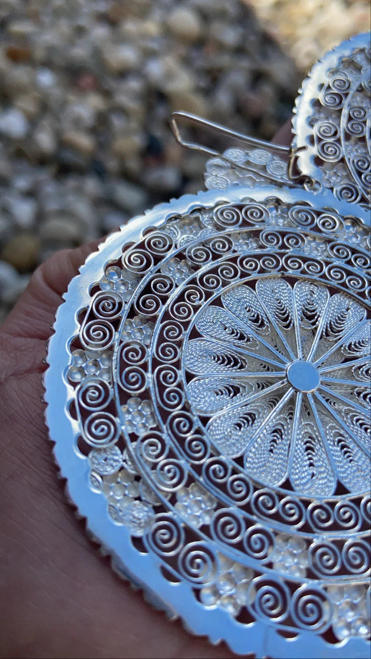 Plata 925 Arracada Jerezana, Arracada Filigrana, Arracada Mexicana, Arracada Artesanal
