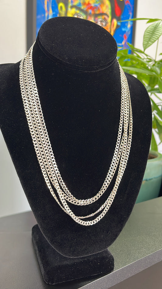 925 Silver Diamond Cut Cuban Chain