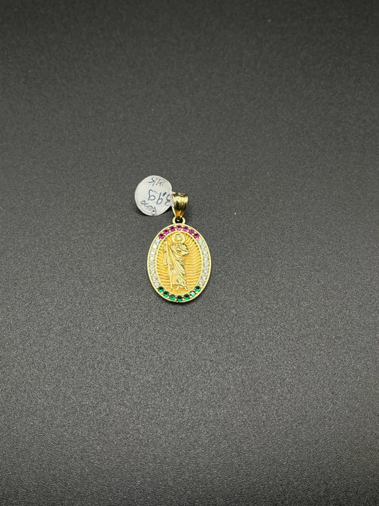 14K Gold Flag San Judas Pendant