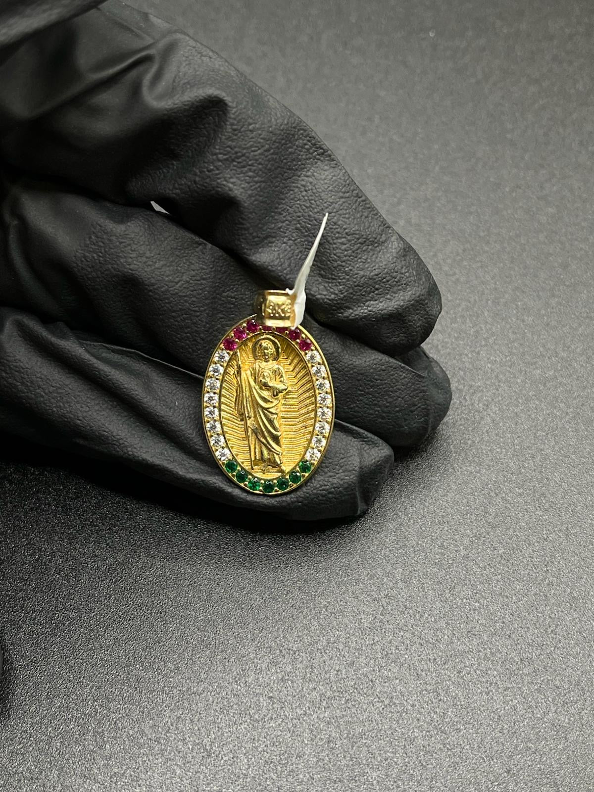 14K Gold Flag San Judas Pendant