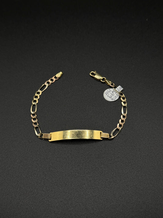 14K Gold ID Figaro Bracelet