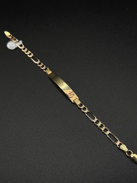 14K Gold Quince ID Figaro Bracelet