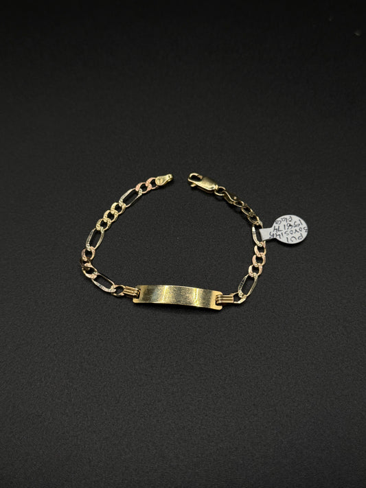 14K Gold Figaro Baby ID Bracelet