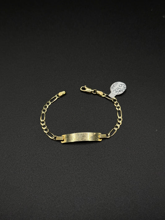 14K Gold Baby ID Figaro Bracelet
