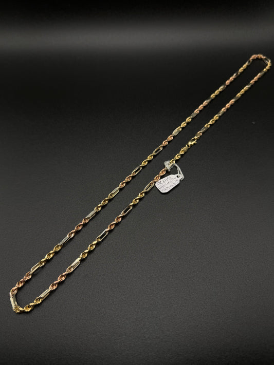 14K Gold 3 Tone Milano Chain