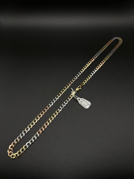 14K Gold 3 Tone Cuban Chain