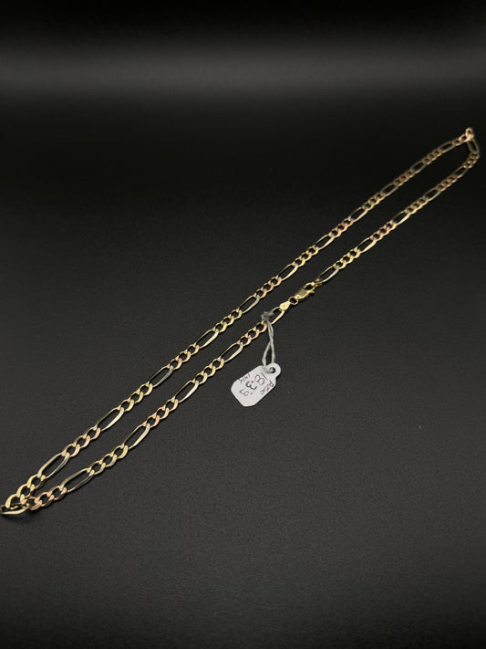 14K Gold 3 Tone Figaro Chain