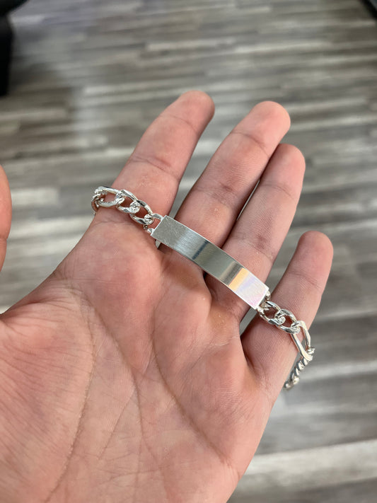 925 Silver Diamond Cut Figaro Bracelet