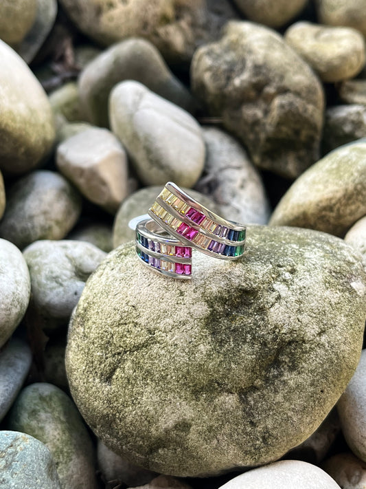925 Silver Multi Colored Ring