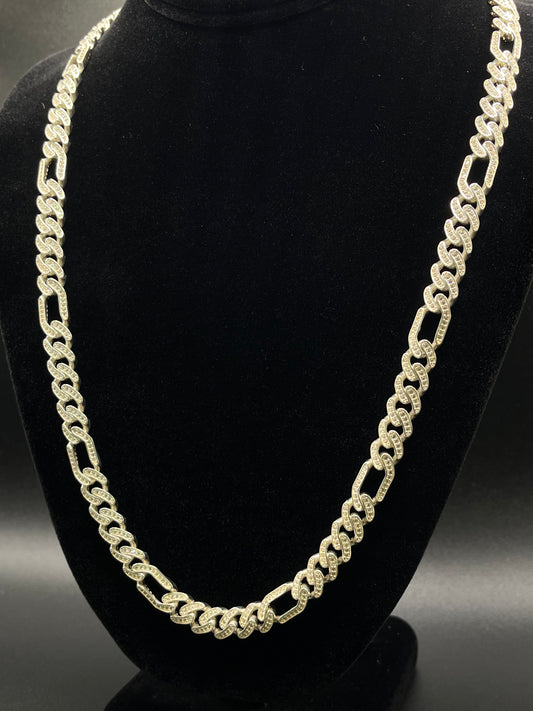 925 Silver Iced Out Figaro Chain
