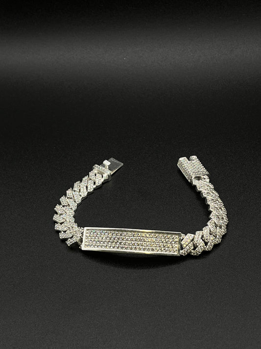 925 Silver Cubic Zirconia ID Bracelet