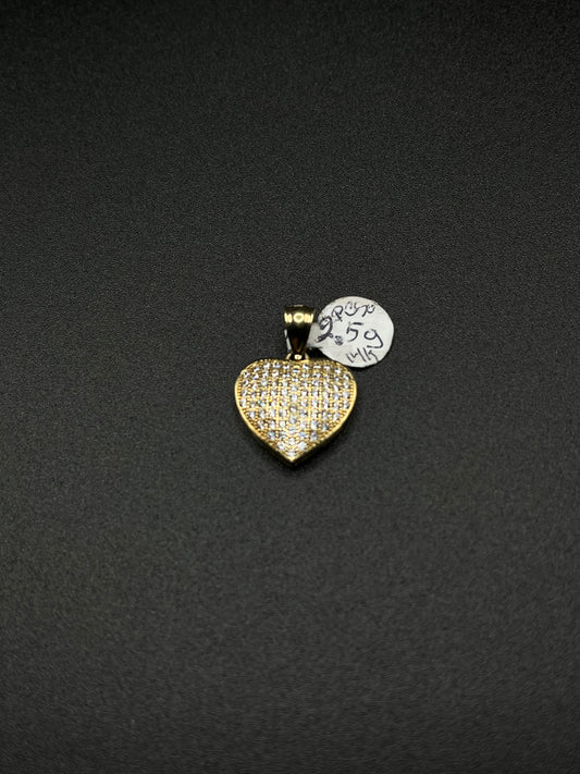 14K Gold CZ Heart Pendant