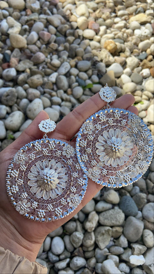 Plata 925 Arracada Jerezana, Arracada Filigrana, Arracada Mexicana, Arracada Artesanal