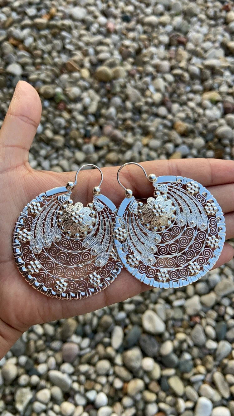 Arracada Jerezana en Plata 925, Arracadas Jerezanas, Arracada Artesanal, Arete Jerezano, Arracada Mexicana