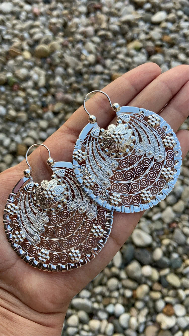 Arracada Jerezana en Plata 925, Arracadas Jerezanas, Arracada Artesanal, Arete Jerezano, Arracada Mexicana