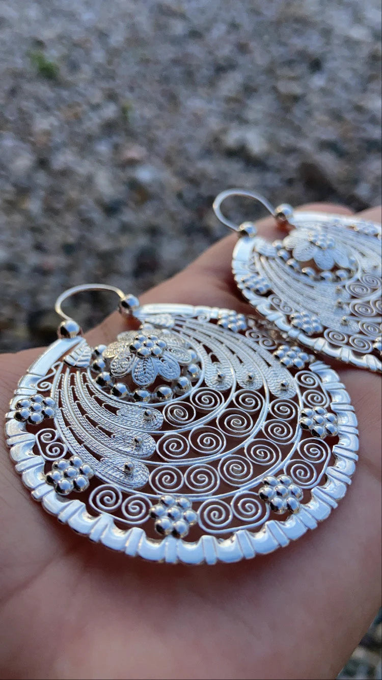 Arracada Jerezana en Plata 925, Arracadas Jerezanas, Arracada Artesanal, Arete Jerezano, Arracada Mexicana