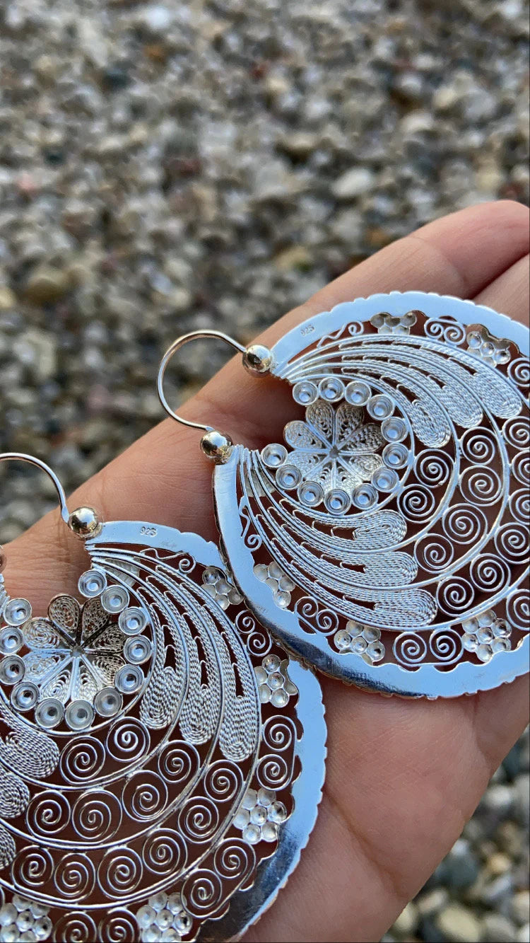 Arracada Jerezana en Plata 925, Arracadas Jerezanas, Arracada Artesanal, Arete Jerezano, Arracada Mexicana