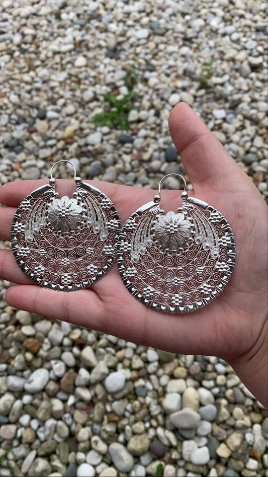 Plata 925 Arracada Jerezana, Arracada Artesanal, Arracada de Plata, Arracada tradicional, Arracada mexicana